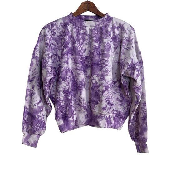 Merch by Sia NWT Tie Dye Crew Neck Crop Pullover Sweatshirt Purple Size Medium - Picture 2 of 9